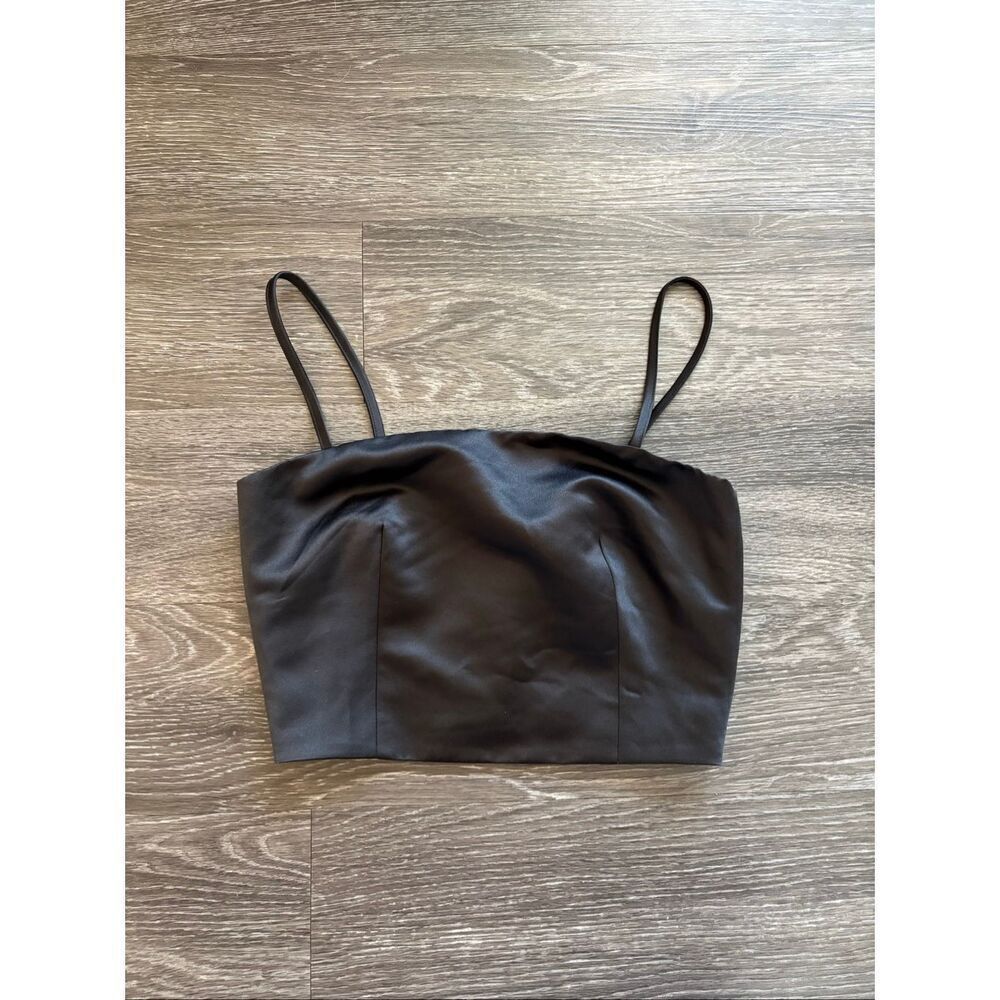 NWT Miscreants London x Revolve Black Satin Cropped Tank Size US 4